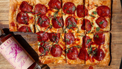Spicy Puff Pastry Pizza with Homemade Tomato Sauce