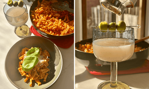 Spicy & Saucy Pasta Water Martini & Double Spiced Vodka Pasta