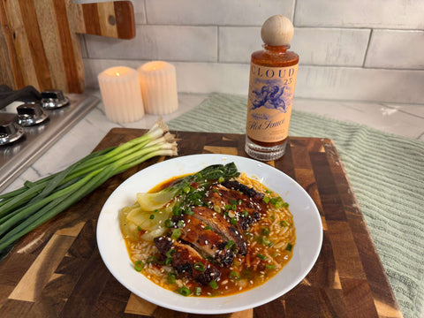 Brothy Jasmine Rice Bowl with Habanero Glazed Chicken